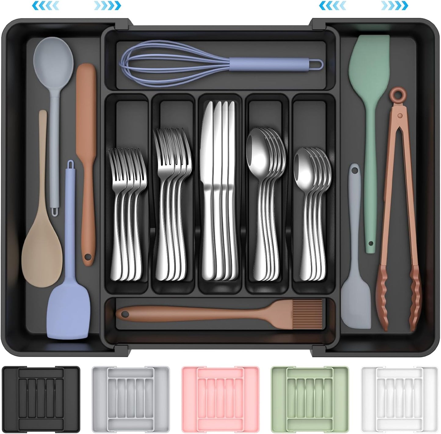 Adjustable Silverware Holder for Spoons Forks Knives