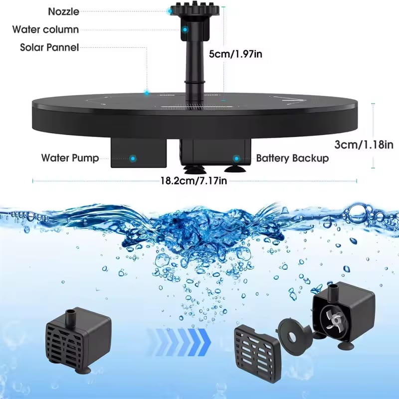 Solar Water Fountain Pool Pond Waterfall Fountain