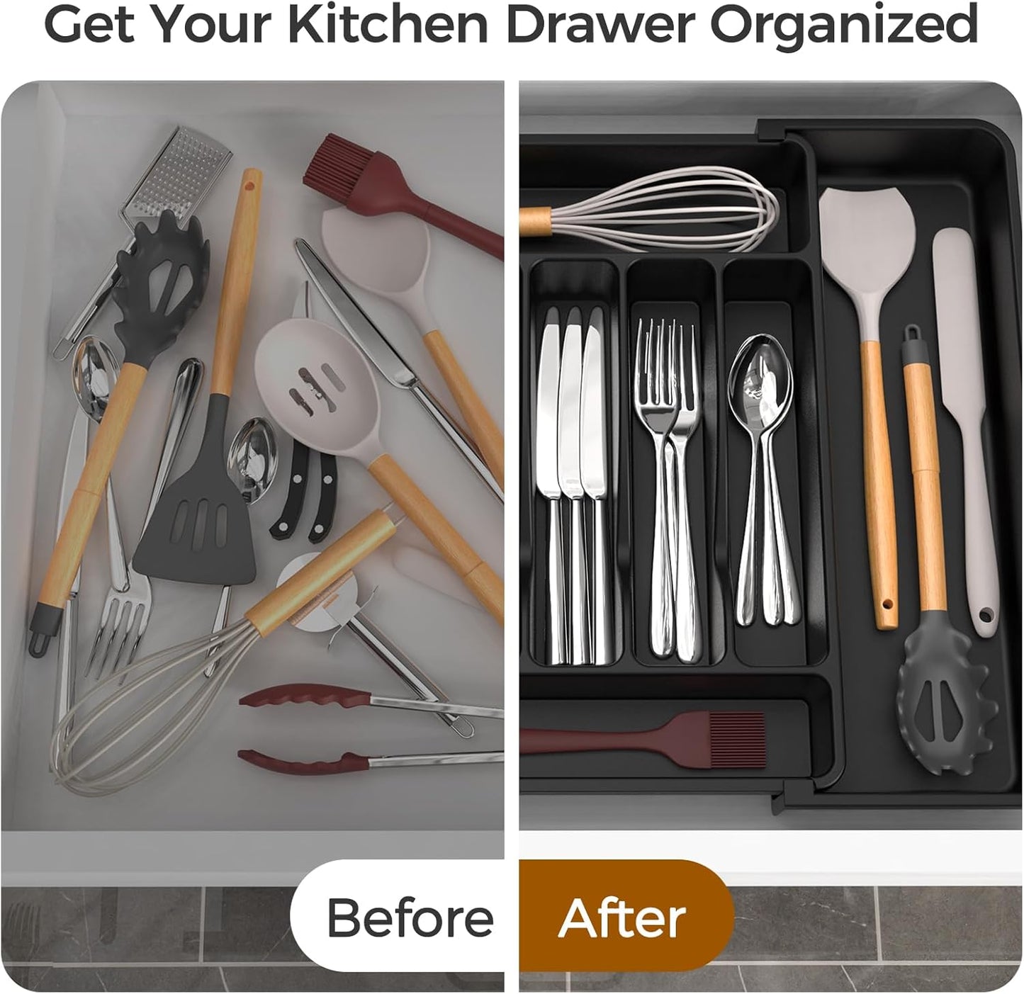 Adjustable Silverware Holder for Spoons Forks Knives