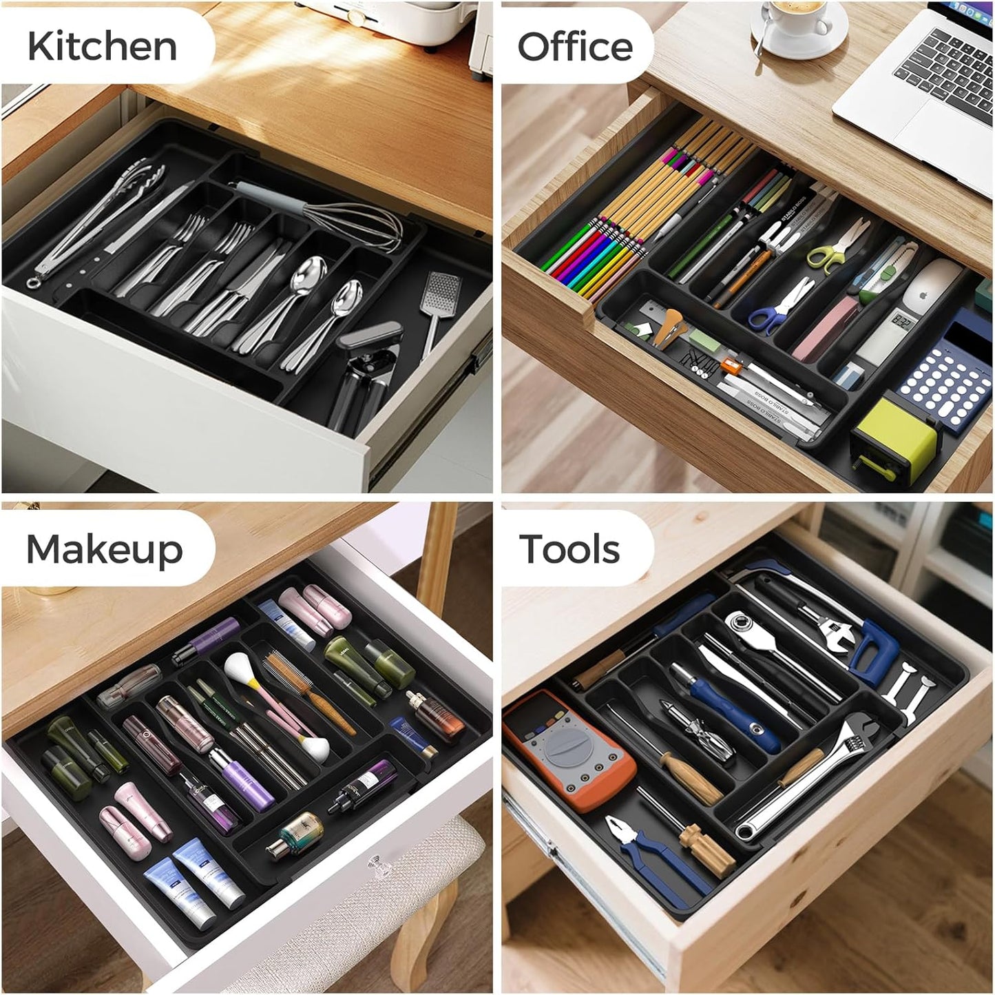 Adjustable Silverware Holder for Spoons Forks Knives