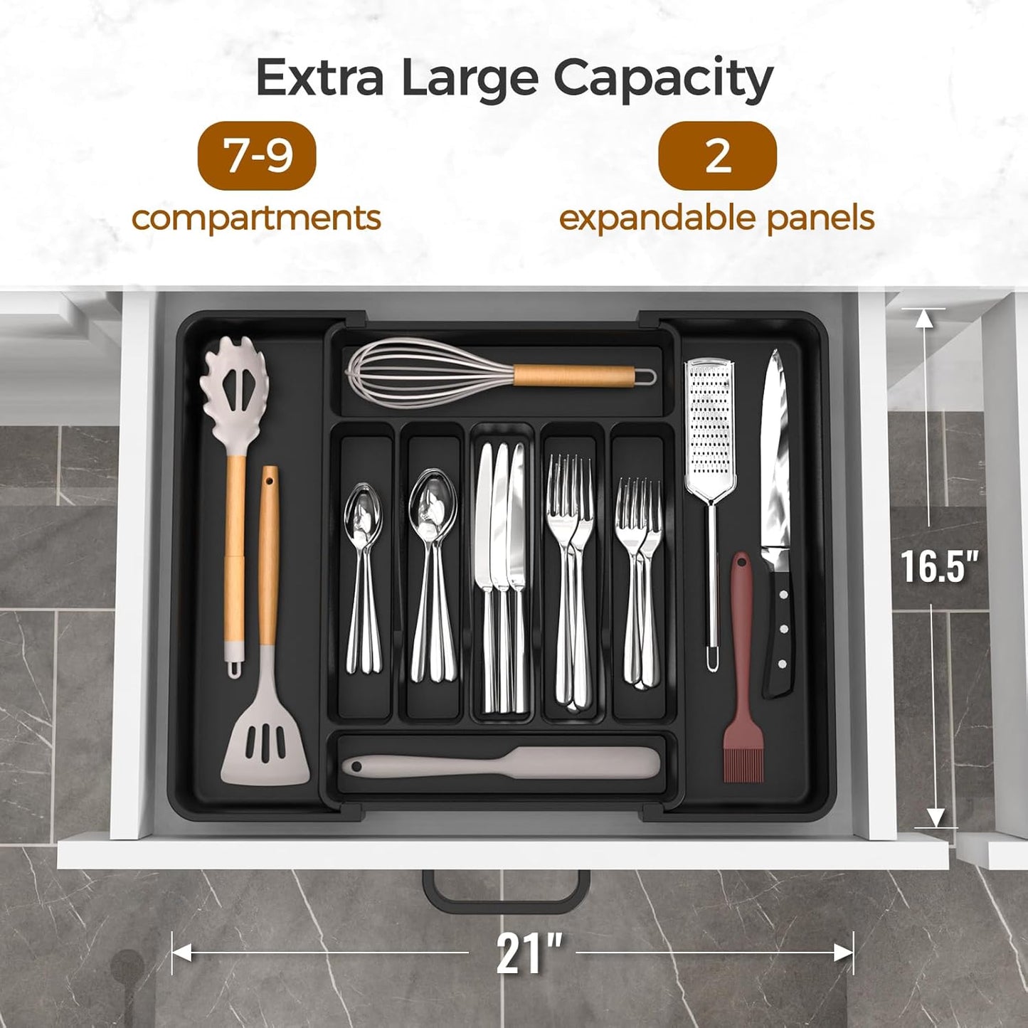 Adjustable Silverware Holder for Spoons Forks Knives